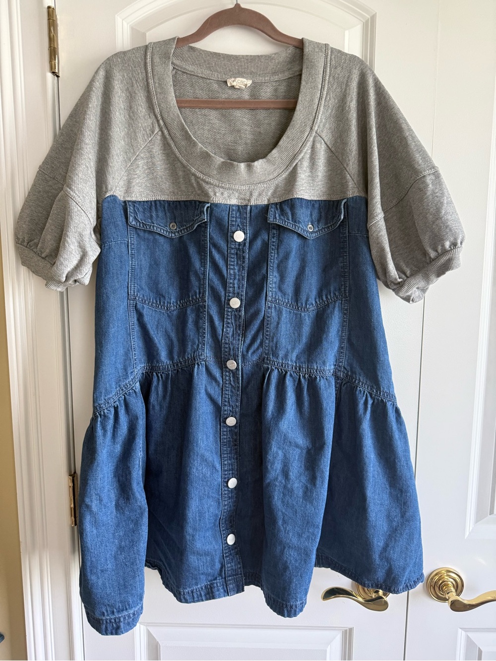 Pilcro Grey & Blue Denim Sweatshirt Twofer Swing Knit Dress, M, EUC!